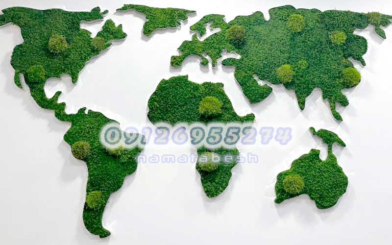 نقشه جهان به همراه خزه طبیعی